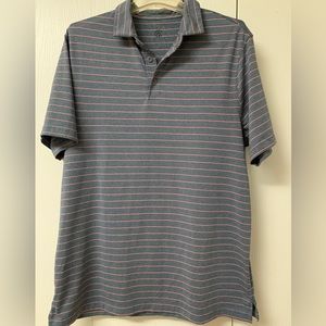 Champion Short Sleeve Collar Golf Shirt Gray with Pink Stripes Size Large